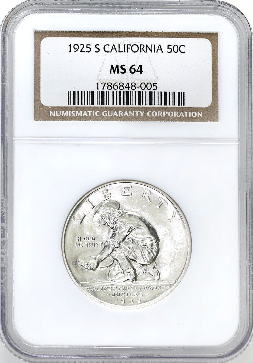 USA. 1/2 dolara (50 centów) 1925 California NGC MS64 - PIĘKNE